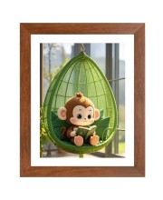 AI Funny Cute Monkey Art Picture for Kids - 10x14 inches, Brown Color - Perfect Wall Decor for Children's Room