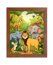 AI Funny Lion and elephant & birds, Rabbit Art Picture for Kids - 14x18 inches, Brown Color - Perfect Wall Decor for Children's Room AI Funny Lion and elephant & birds, Rabbit Art Picture for Kids - 14x18 inches, Brown Color - Perfect Wall Decor for Children's Room