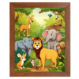 AI Funny Lion and elephant & birds, Rabbit Art Picture for Kids - 10x14 inches, Brown Color - Perfect Wall Decor for Children's Room AI Funny Lion and elephant & birds, Rabbit Art Picture for Kids - 10x14 inches, Brown Color - Perfect Wall Decor for Children's Room