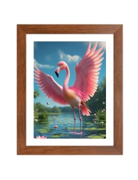 AI Funny Flamingo Art Picture for Kids - 10x14 inches, Brown Color - Perfect Wall Decor for Children's Room
