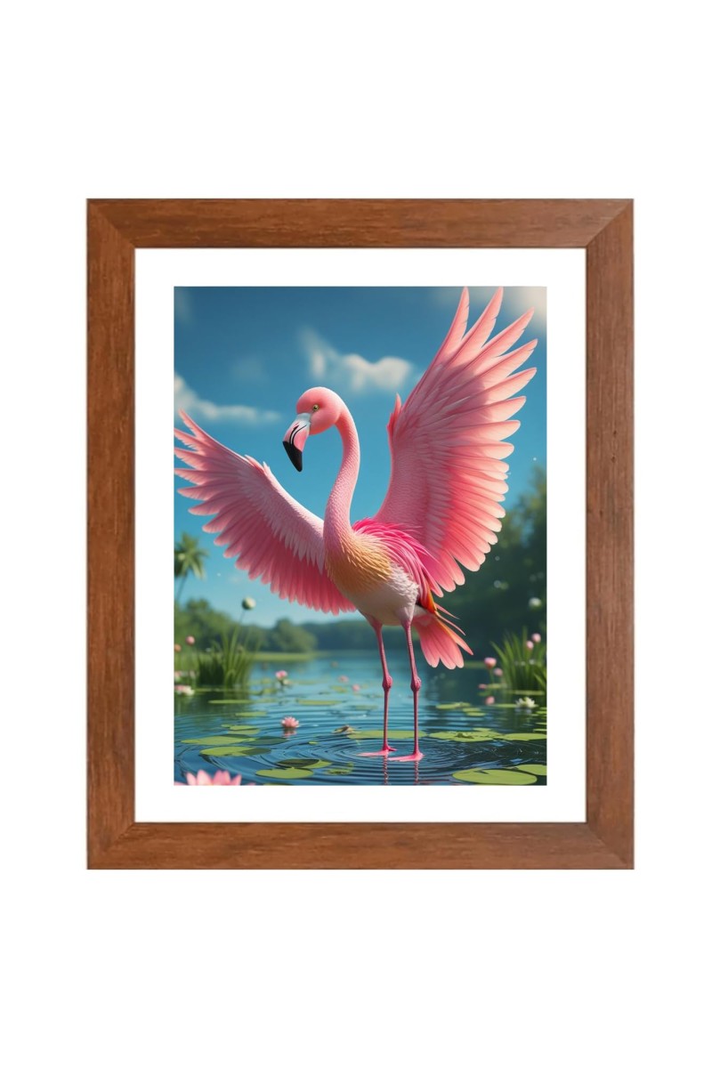 AI Funny Flamingo Art Picture for Kids - 10x14 inches, Brown Color - Perfect Wall Decor for Children's Room