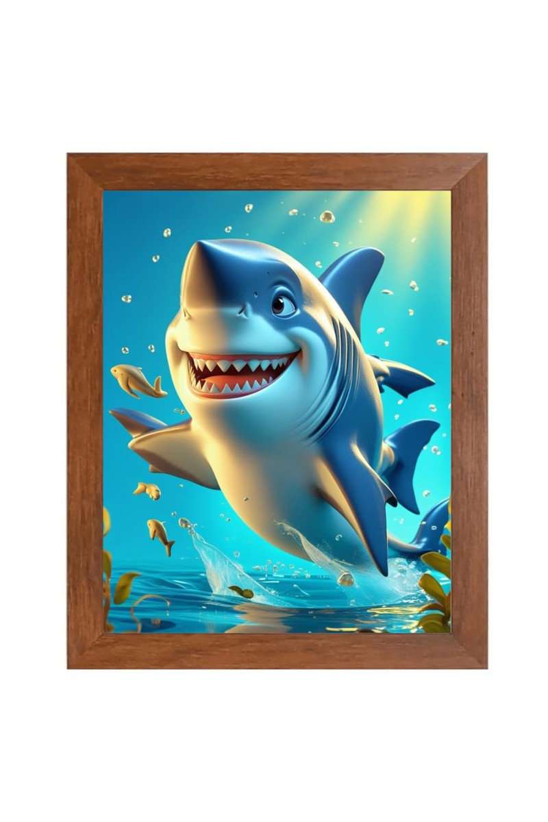 AI Funny Dolphin Fish Art Picture for Kids - 10x14 inches, Brown Color - Perfect Wall Decor for Children's Room