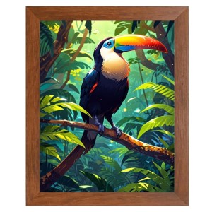 AI Funny Bird Art Picture for Kids - 12x16 inches, Brown Color - Perfect Wall Decor for Children's Room