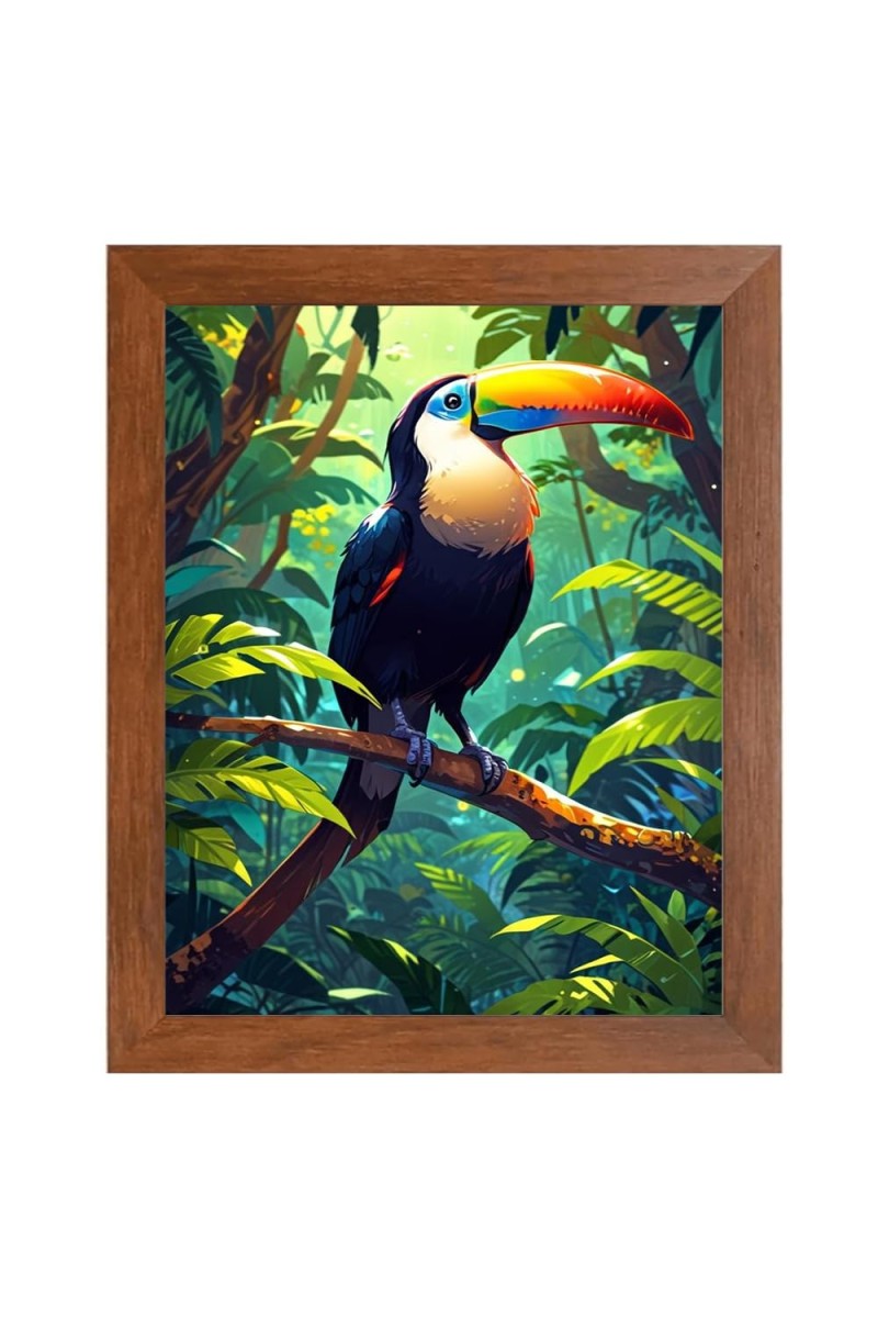 AI Funny Bird Art Picture for Kids - 16x20 inches, Brown Color - Perfect Wall Decor for Children's Room
