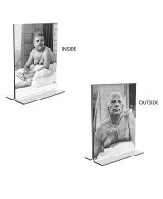 Sri Sri Anukul chandra Thakur Acrylic T-Style Photo Stand - 11x13 Inches, Compact and Stylish Spiritual Display, easily change 2 photos (Pack of 1)