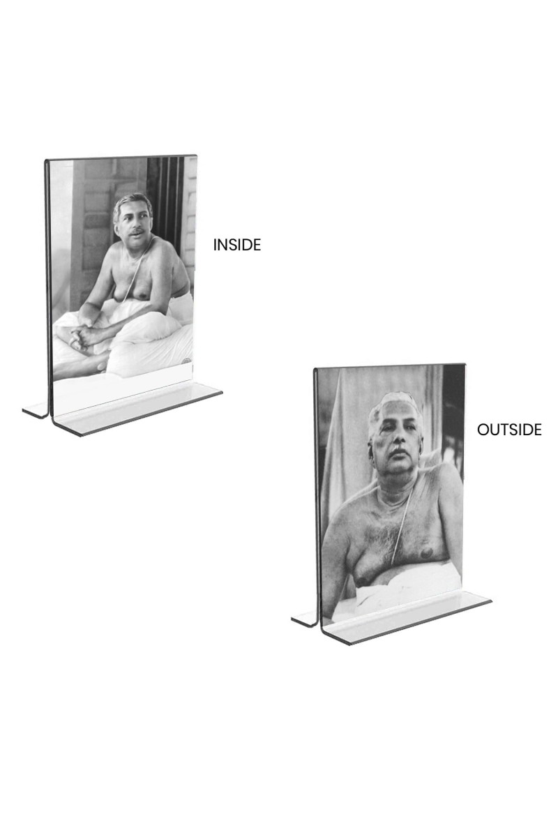 Sri Sri Anukul chandra Thakur Acrylic T-Style Photo Stand - 7x9 Inches, Compact and Stylish Spiritual Display, easily change 2 photos (Pack of 1)