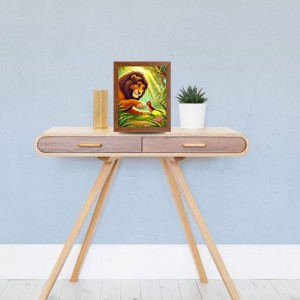 AI Funny Lion with bird Art Picture for Kids - 10x14 inches, Brown Color - Perfect Wall Decor for Children's Room AI Funny Lion with bird Art Picture for Kids - 10x14 inches, Brown Color - Perfect Wall Decor for Children's Room