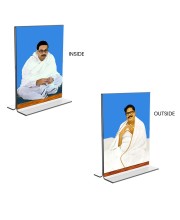 Sri Sri Thakur Anukul Chandra Thakur & Sri Baroda Acrylic T-Style Photo Stand - 11x13 Inches, Compact and Stylish Spiritual Display, easily change 2 photos (Pack of 1)