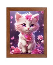 AI Funny Cute Kitty Cat Art Picture for Kids - 10x14 inches, Brown Color - Perfect Wall Decor for Children's Room