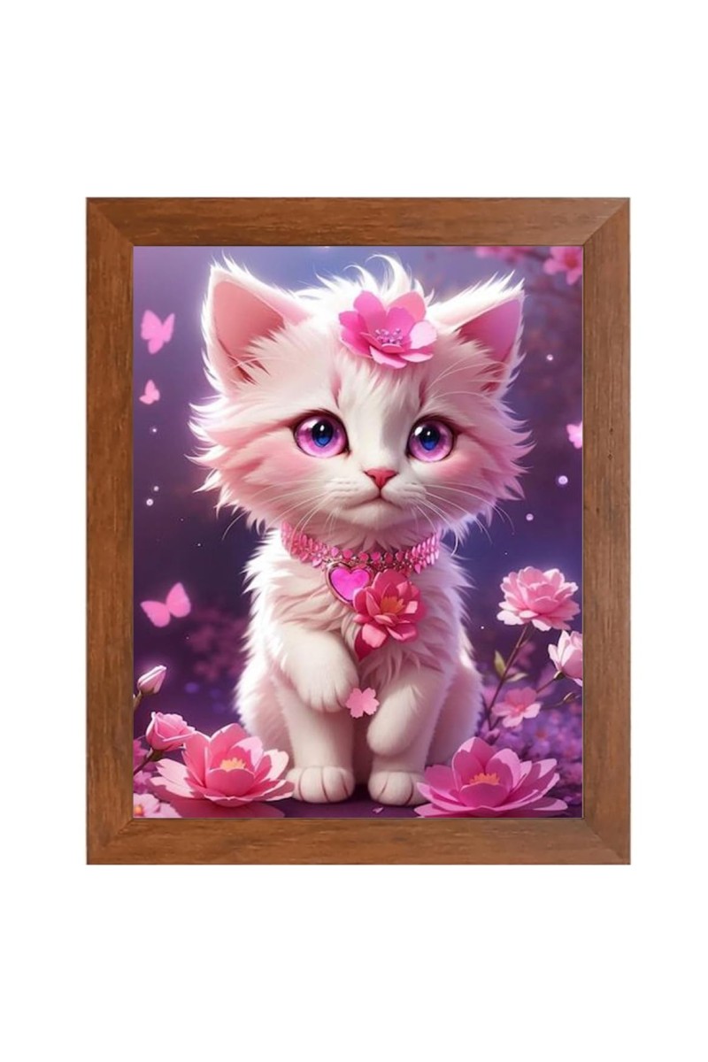 AI Funny Cute Kitty Cat Art Picture for Kids - 10x14 inches, Brown Color - Perfect Wall Decor for Children's Room