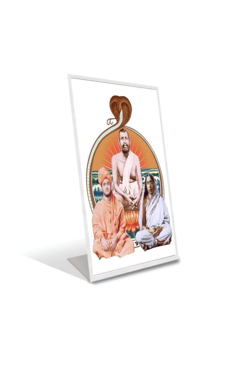Car Desk/Table Top Ramakrishna Paramahamsa,Swami,Sarada Devi Vivekananda Acrylic L-Style Photo Stand - 2.5x3.5 Inches, Compact And Stylish Spiritual Display (F6688)