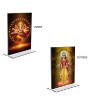 Sri Ganesh & Kartiyeka Acrylic T-Style Photo Stand - 11x13 Inches, Compact and Stylish Spiritual Display, easily change 2 photos (Pack of 1)