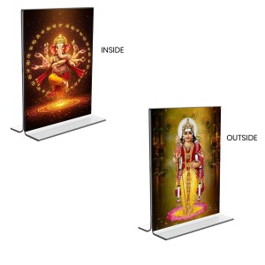 Sri Ganesh & Kartiyeka Acrylic T-Style Photo Stand, Compact and Stylish Spiritual Display, easily change 2 photos (Pack of 1) Sri Ganesh & Kartiyeka Acrylic T-Style Photo Stand, Compact and Stylish Spiritual Display, easily change 2 photos (Pack of 1)