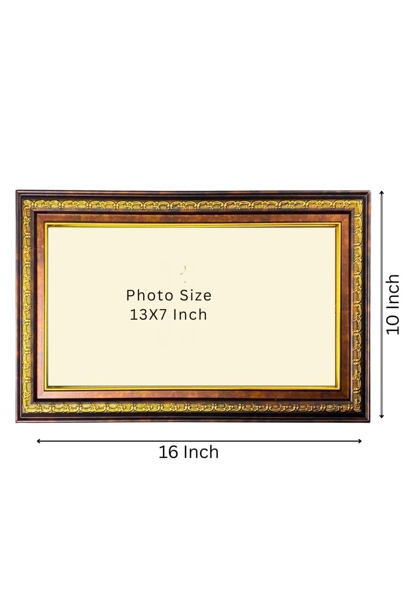 Swami Vivekananda, Ramakrishna Paramhansa & Sarada Maa Photo Frame | 3-in-1 Wooden Wall Frame with Golden Border | Spiritual Wall Decor for Living Room, Office & Gift Purpose