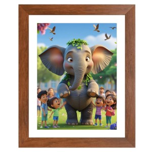 AI Funny Cute Elephant With Kids Art Picture for Kids - 10x14 inches, Brown Color - Perfect Wall Decor for Children's Room AI Funny Cute Elephant With Kids Art Picture for Kids - 10x14 inches, Brown Color - Perfect Wall Decor for Children's Room