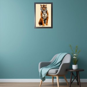 The tiger looking seriously Black Photo Frame Funny Animal and Bird Cartoon Art