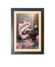 The beautiful fish Photo Frame Funny Animal and Bird Cartoon Art, Black color, 15x19 Inch