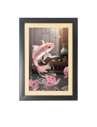 The beautiful fish Photo Frame Funny Animal and Bird Cartoon Art, Black color, 11x15 Inch