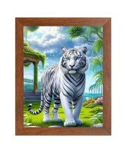 AI Funny White Tiger Art Picture for Kids - 10x14 inches, Brown Color - Perfect Wall Decor for Children's Room