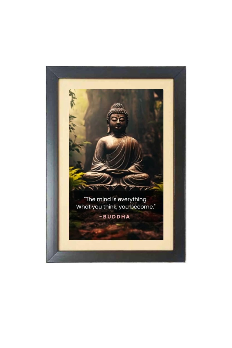 Buddha & His Famous Quote Photo Frame - Black Frame, 11x15 Inches, Perfect for Office & Wall Decoration, Ideal Gift