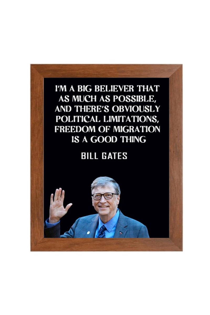 Bill Gates & His Famous Quote Photo Frame - Brown Frame, Perfect for Office & Wall Decoration, Ideal Gift