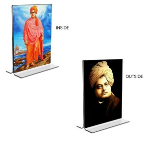 Swami Vivekananda Acrylic T-Style Photo Stand - 11x13 Inches, Compact and Stylish Spiritual Display, easily change 2 photos (Pack of 1) Swami Vivekananda Acrylic T-Style Photo Stand - 11x13 Inches, Compact and Stylish Spiritual Display, easily change 2 photos (Pack of 1)