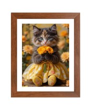 AI Funny Cute Cat Art Picture for Kids - 10x14 inches, Brown Color - Perfect Wall Decor for Children's Room