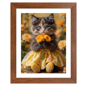 AI Funny Cute Cat Art Picture for Kids - 10x14 inches, Brown Color - Perfect Wall Decor for Children's Room AI Funny Cute Cat Art Picture for Kids - 10x14 inches, Brown Color - Perfect Wall Decor for Children's Room