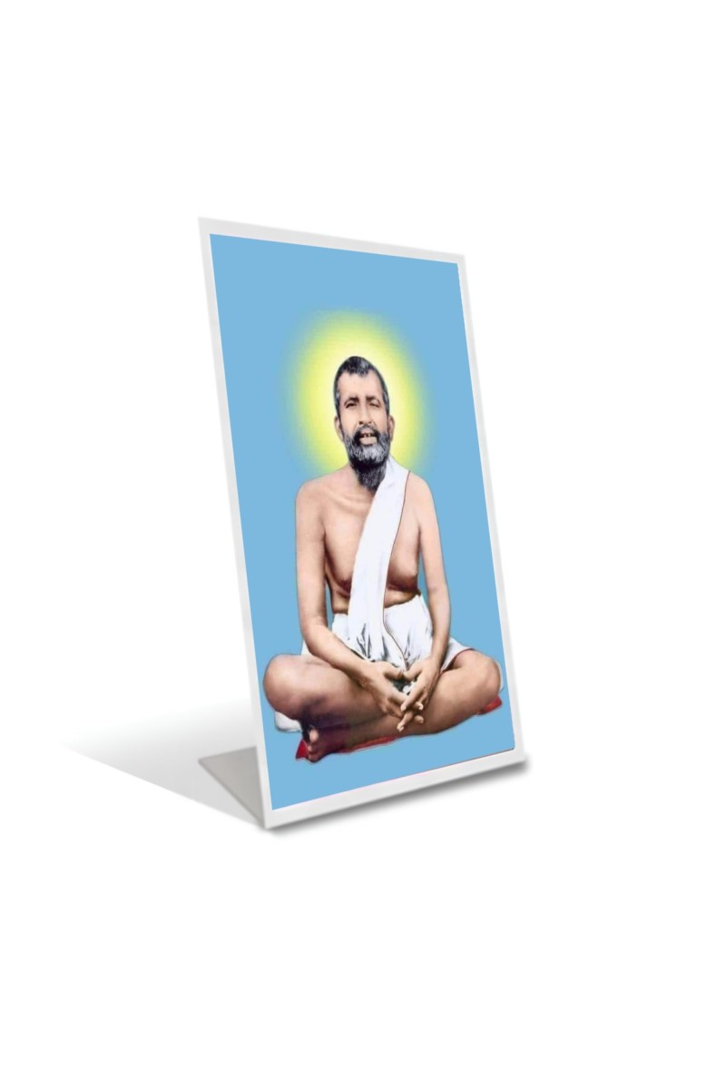 Car Desk/Table Top Sri Ramkrishna Acrylic L-Style Photo Stand - 2.5x3.5 Inches, Compact And Stylish Spiritual Display (F6714)