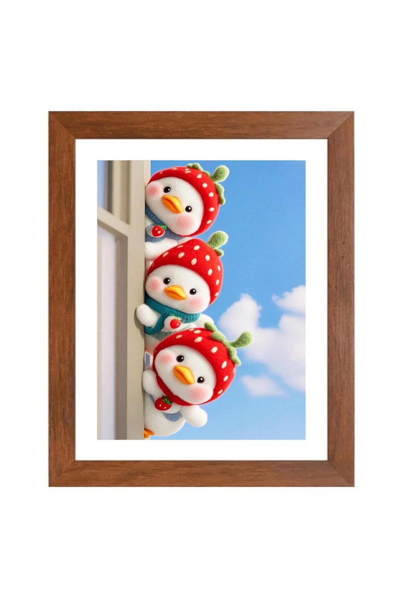 AI Funny Cute Duck Art Picture for Kids - 10x14 inches, Brown Color - Perfect Wall Decor for Children's Room