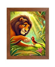 AI Funny Lion with bird Art Picture for Kids - 16x20 inches, Brown Color - Perfect Wall Decor for Children's Room AI Funny Lion with bird Art Picture for Kids - 16x20 inches, Brown Color - Perfect Wall Decor for Children's Room