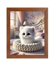 AI Funny Cute Cat Art Picture for Kids - 14x18 inches, Brown Color - Perfect Wall Decor for Children's Room