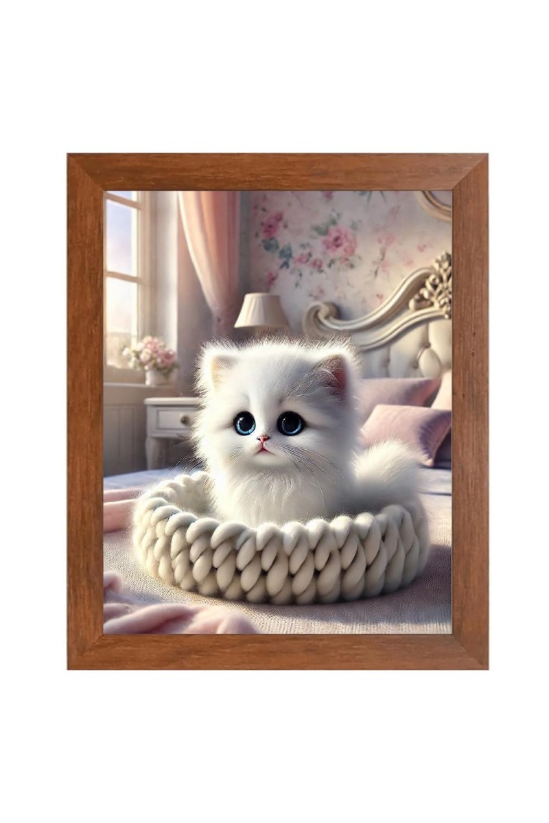 AI Funny Cute Cat Art Picture for Kids - 14x18 inches, Brown Color - Perfect Wall Decor for Children's Room