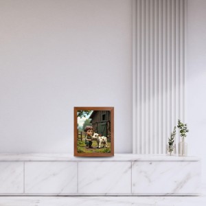 AI Funny Boy with Cow Art Picture for Kids - 14x18 inches, Brown Color - Perfect Wall Decor for Children's Room AI Funny Boy with Cow Art Picture for Kids - 14x18 inches, Brown Color - Perfect Wall Decor for Children's Room