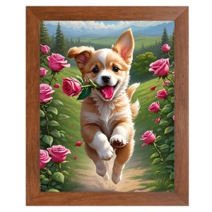 AI Funny Cute Dog Art Picture for Kids - 16x20 inches, Brown Color - Perfect Wall Decor for Children's Room