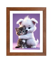 AI Funny Cute Dog & Cat Art Picture for Kids - 10x14 inches, Brown Color - Perfect Wall Decor for Children's Room AI Funny Cute Dog & Cat Art Picture for Kids - 10x14 inches, Brown Color - Perfect Wall Decor for Children's Room