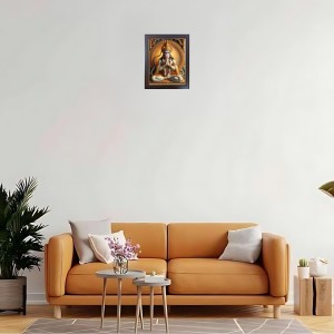 Hitech Sales Shri Hanumanji Photo Frame for Pooja Room, Temple Decor, Home Decoration and Gift (Wall and Tabletop, Rectangular, Polystyrene Frame, Printed Photo, 24 x 29 cm, Black)
