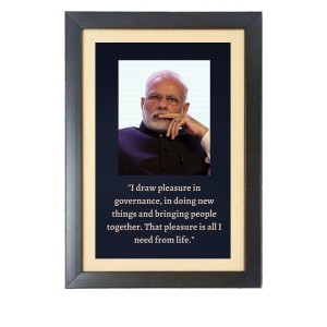 Narendra Modi & His Famous Quote Photo Frame - Brown Frame, 11x15 Inches, Perfect for Office & Wall Decoration, Ideal Gift