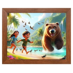 AI Funny Polar bear with kid Art Picture for Kids - 14x18 inches, Brown Color - Perfect Wall Decor for Children's Room AI Funny Polar bear with kid Art Picture for Kids - 14x18 inches, Brown Color - Perfect Wall Decor for Children's Room