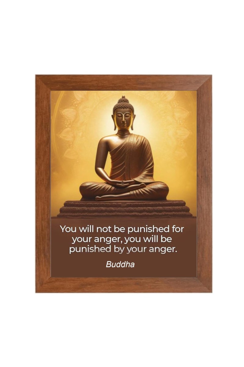 Buddha & His Famous Quote Photo Frame - Brown Frame, Perfect for Office & Wall Decoration, Ideal Gift