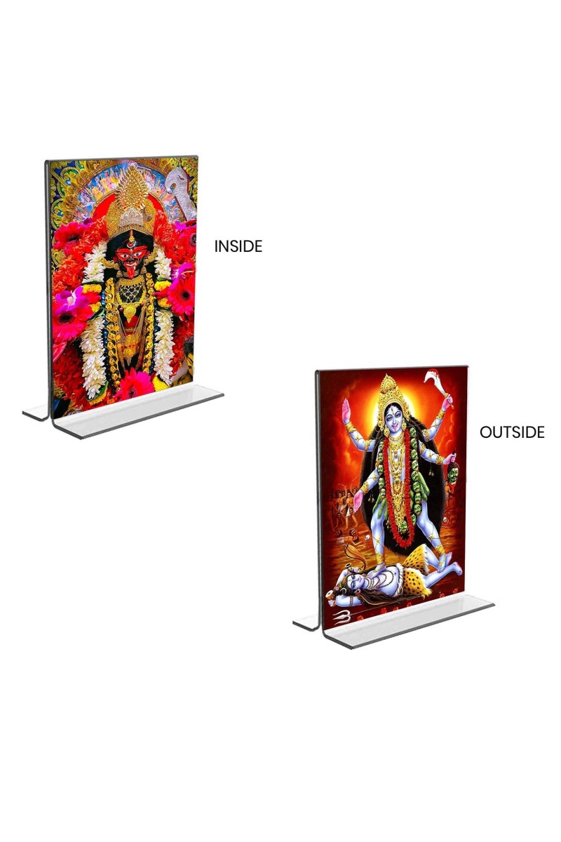 Debi Kali Acrylic T-Style Photo Stand, Compact and Stylish Spiritual Display, easily change 2 photos (Pack of 1)