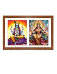 Lord vishnu and goddess mahalakshmi Photo Frame - 15x19Inches - Spiritual Artwork for Home Decor, Puja Room and Office Decoration