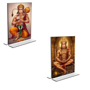 Car Desk/Table Top Sri Hanuman Acrylic T-Style Photo Stand - 2.5x3.5 Inches, Compact and Stylish Spiritual Display, easily change 2 photos (Pack of 1) Car Desk/Table Top Sri Hanuman Acrylic T-Style Photo Stand - 2.5x3.5 Inches, Compact and Stylish Spiritual Display, easily change 2 photos (Pack of 1)