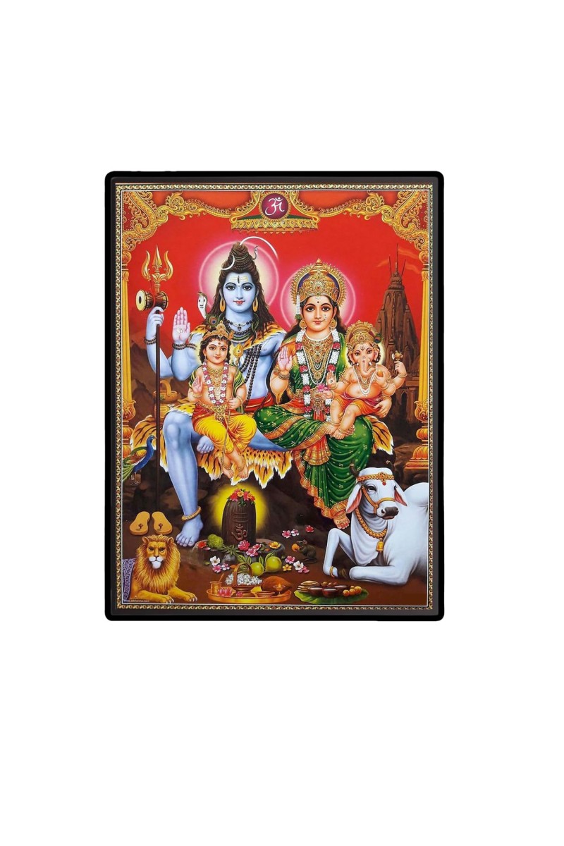 Shiva Family Laminated Photo - 5x7 Inches, Divine Blessings for Home & Office and Temple Decoration