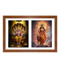 Lord vishnu and goddess durga Photo Frame - 19x23Inches - Spiritual Artwork for Home Decor, Puja Room and Office Decoration