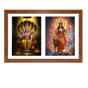 Lord vishnu and goddess durga Photo Frame - 19x23Inches - Spiritual Artwork for Home Decor, Puja Room and Office Decoration