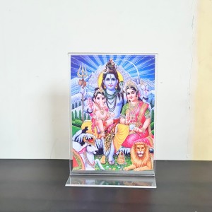 HiTechMart Lord Shiv Mata Parvati with Ganesh Acrylic Photo Frame, Hindu God Idol Picture for Home, Office and Mandir, Decorative Frame for Pooja and Gifting HiTechMart Lord Shiv Mata Parvati with Ganesh Acrylic Photo Frame, Hindu God Idol Picture for Home, Office and Mandir, Decorative Frame for Pooja and Gifting