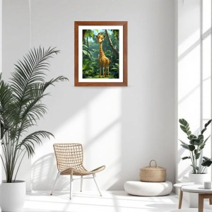 AI Funny Giraffe Art Picture for Kids - 16x20 inches, Brown Color - Perfect Wall Decor for Children's Room