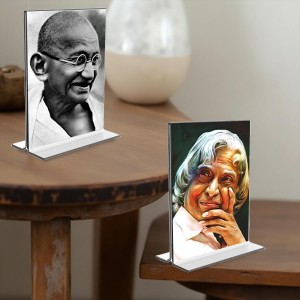 Mahatma Gandhi & APJ Abdul Kalam Acrylic T-Style Photo Stand, Compact and Stylish Spiritual Display, easily change 2 photos (Pack of 1) Mahatma Gandhi & APJ Abdul Kalam Acrylic T-Style Photo Stand, Compact and Stylish Spiritual Display, easily change 2 photos (Pack of 1)