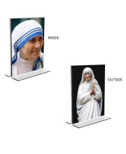 Mother Teresa Acrylic T-Style Photo Stand - 11x13 Inches, Compact and Stylish Spiritual Display, easily change 2 photos (Pack of 1)